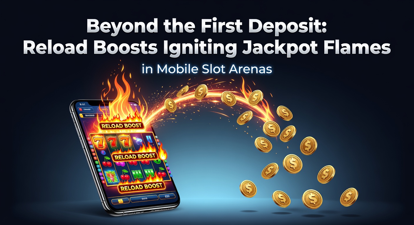 Mobilgerät zeigt leuchtende Slot-Jackpots mit Reload-Bonus-Symbolen, die Flammen entfachen