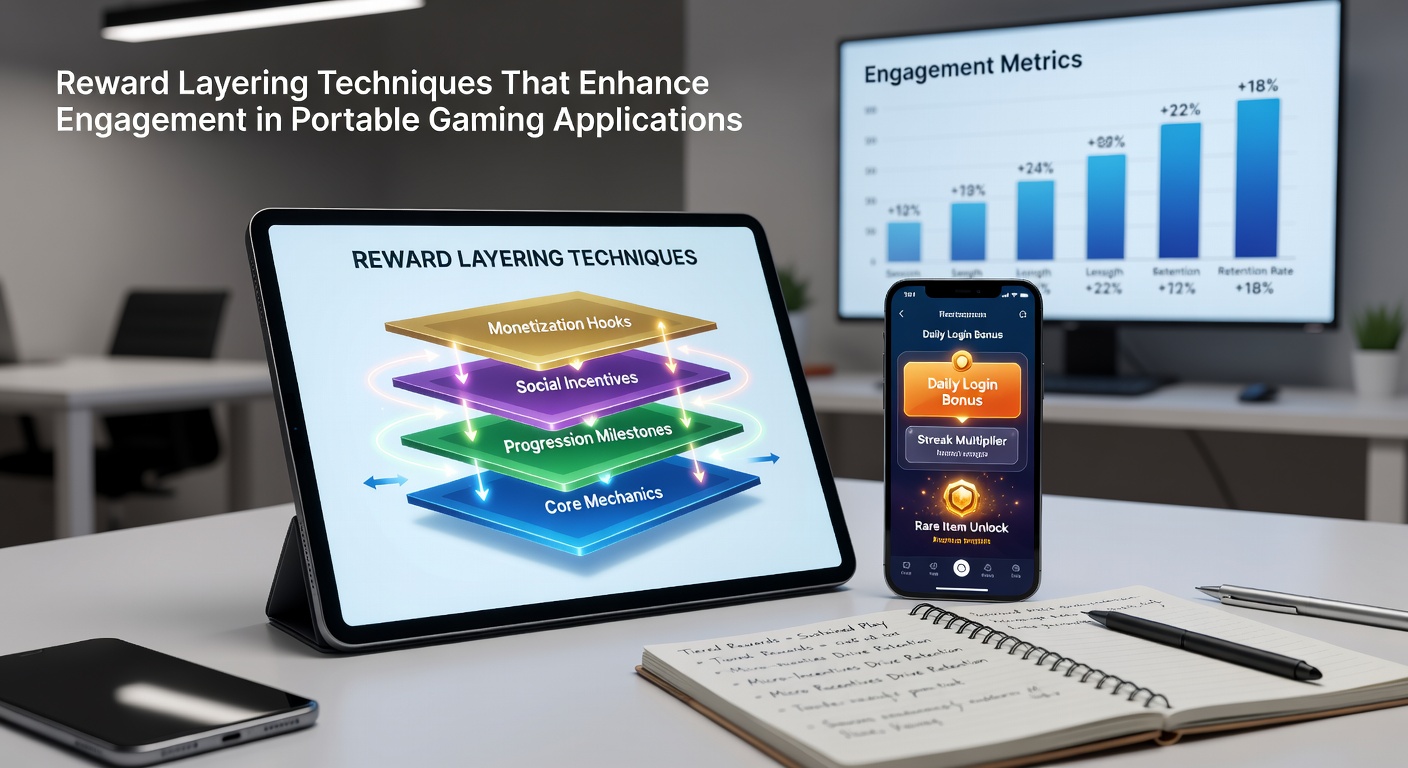 Grafik zu Engagement-Metriken mit Belohnungsschichten in mobilen Gaming-Apps und Nutzerstatistiken