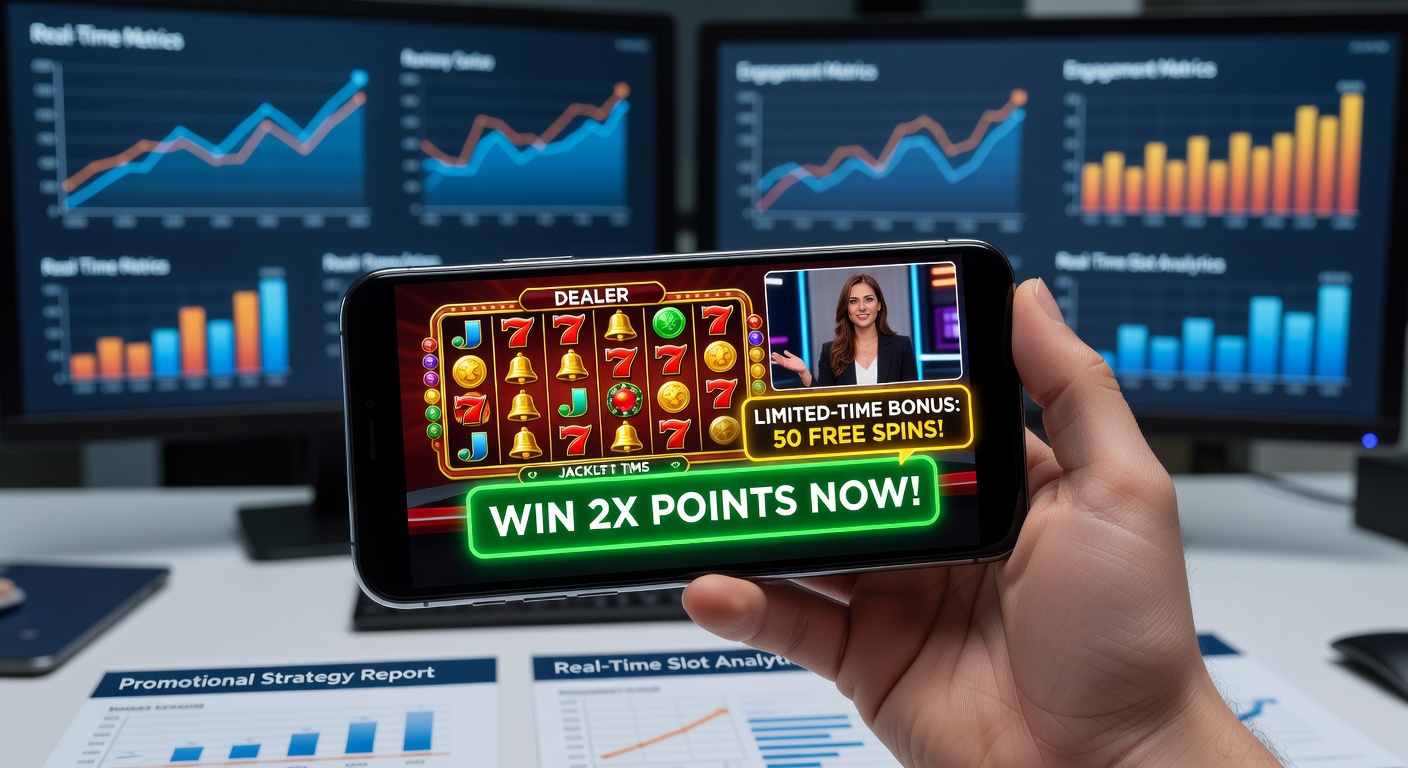 Smartphone zeigt Echtzeit-Dealer-Slot-Simulation mit aktiven Werbe-Anreizen auf dem Bildschirm
