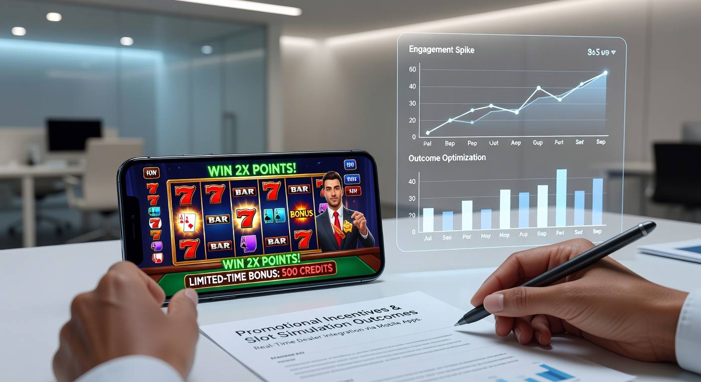 Detailansicht einer mobilen App mit aktiviertem Bonus und laufender Dealer-Slot-Simulation